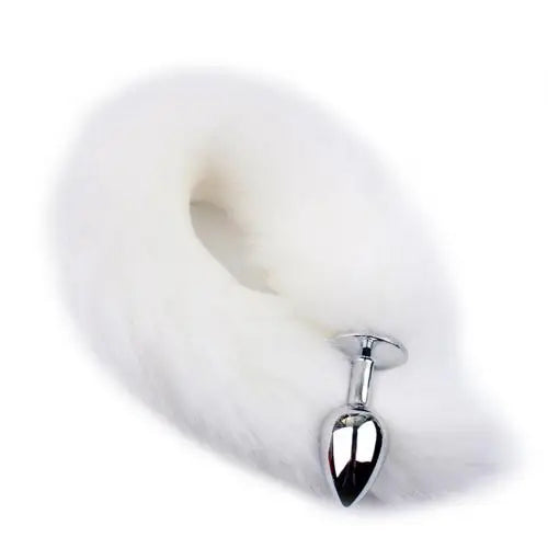 Adult Long Imitation Fox Hair Metal Anal Plug